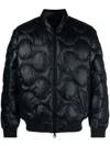 Duvetica Quilted Padded Bomber Jacket In Navy Blue