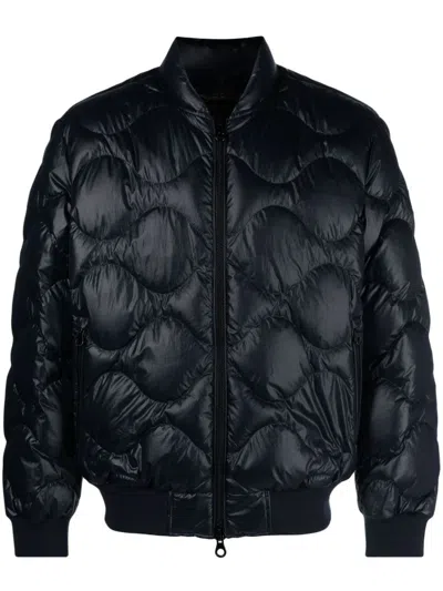 Duvetica Quilted Padded Bomber Jacket In Blue