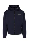 Duvetica Hooded Jacket With Elasticated Cuffs And Side Pockets In Navy Blue