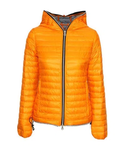Duvetica Quilted Hooded Down Jacket In Orange