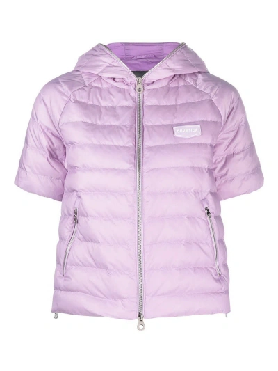 Duvetica Short-sleeve Padded Jacket With Hood In Purple
