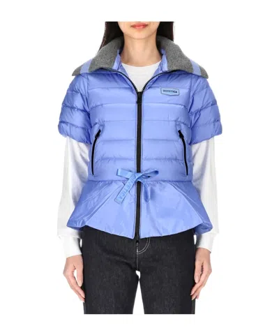 Duvetica Short-sleeved Down Jacket In Blue