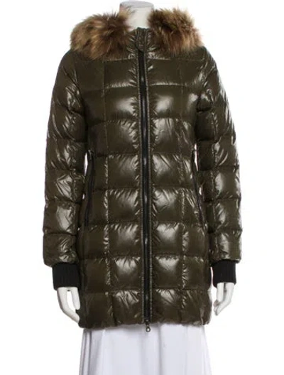 Pre-owned Duvetica Striped Down Coat In Green