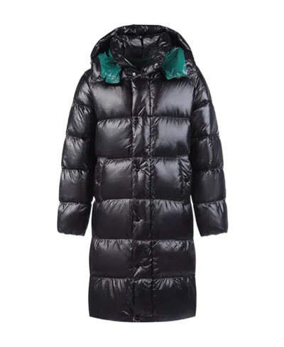 Duvetica Timavo Series Long Hooded Down Jacket In Black