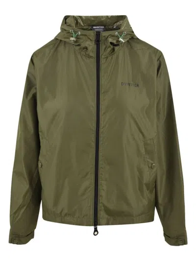 Duvetica Hooded Long-sleeved Casual Jacket In Green