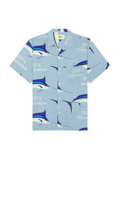 Duvin Design Marlin Leisure Stretch Button Up Shirt In 블루