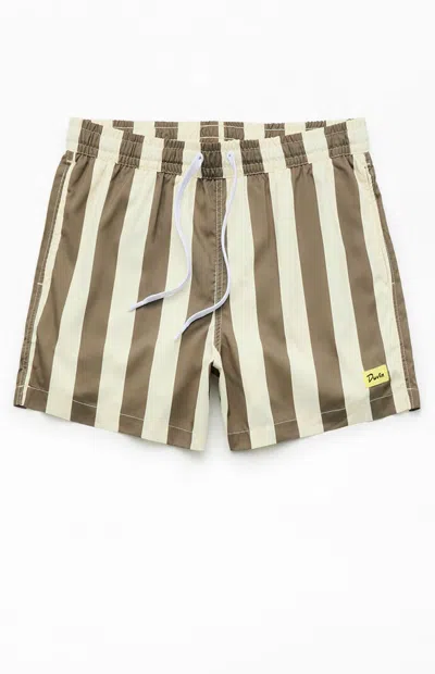 Duvin Design Men's Striped Travel 4.5" Swim Trunks In Brown