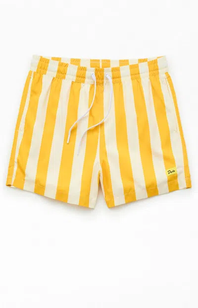 Duvin Design Men's Striped Travel 4.5" Swim Trunks In Yellow