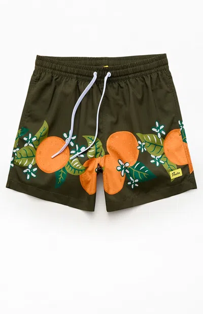 Duvin Design Men's Tropical Orange 4.5" Swim Trunks In Black In Multi