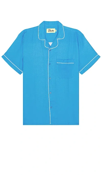 Duvin Design Poolside Retro Button Up Shirt In 蓝色