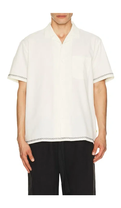 Duvin Design Stitch Stretch Button Up Shirt In Neutral