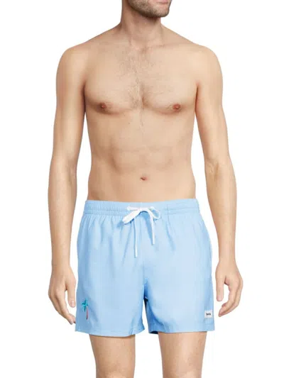 Duvin Men's Palm Logo Swim Trunks In Palm Blue