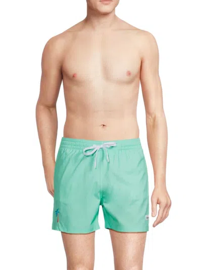 Duvin Men's Palm Tree Drawstring Swim Shorts In Teal