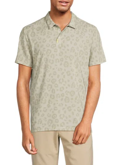 Duvin Men's Print Polo In Leopard Tan