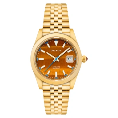 Duxot Vezeto Automatic Orange Dial Men's Watch Dx-2061-88 In Gold
