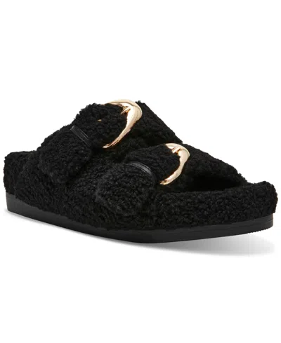 Dv Dolce Vita Women's Aldoni Plush Double-strap Slide Slippers In Black