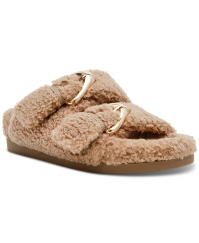 Dv Dolce Vita Women's Aldoni Plush Double-strap Slide Slippers In Brown