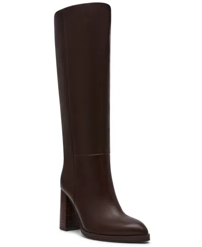 Dv Dolce Vita Women's Bardonny Wide-calf Tall Block Heel Dress Boots In Brown