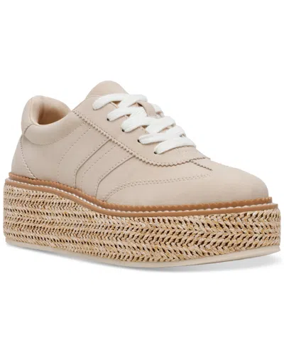 Dv Dolce Vita Women's Barkley Raffia Platform Lace-up Sneakers In Dune