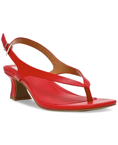 Dv Dolce Vita Women's Birdie Ankle-strap Thong Heeled Dress Sandals In Red