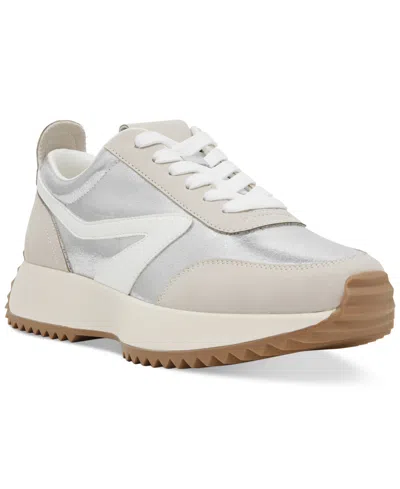 Dv Dolce Vita Bynx Womens Mixed Media Lace-up Casual And Fashion Sneakers In Silver Shiny