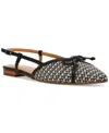 Dv Dolce Vita Women's Carsen Bow Pointed-toe Slingback Flats In Black,white,raffia