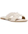 Dv Dolce Vita Women's Geeya Pearl Embellished Crisscross Slide Sandals In Ivory Pearl Raffia