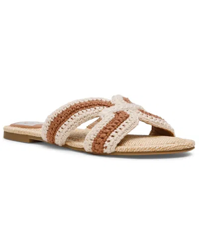 Dv Dolce Vita Women's Geeya Raffia Criss Cross Strap Flat Slide Sandals In Animal Print