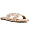 Dv Dolce Vita Women's Geeya Raffia Criss Cross Strap Flat Slide Sandals In Black