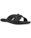 Dv Dolce Vita Women's Geeya Raffia Criss Cross Strap Flat Slide Sandals In Black Raffia