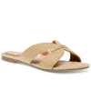 Dv Dolce Vita Women's Geeya Raffia Criss Cross Strap Flat Slide Sandals In Natural Raffia