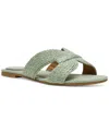 Dv Dolce Vita Women's Geeya Raffia Criss Cross Strap Flat Slide Sandals In Sage Raffia