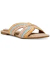 Dv Dolce Vita Women's Geeya Raffia Criss Cross Strap Flat Slide Sandals In Sorbet Raffia
