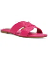 Dv Dolce Vita Women's Geeya Raffia Criss Cross Strap Flat Slide Sandals In Watermelon Raffia