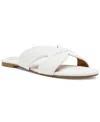 Dv Dolce Vita Women's Geeya Raffia Criss Cross Strap Flat Slide Sandals In White,white Raffia