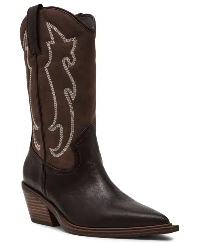 Dv Dolce Vita Women's Given Contrast Stitch Cowboy Boots In Chocolate