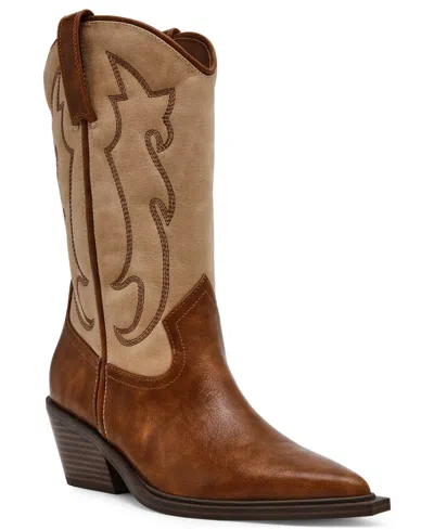 Dv Dolce Vita Women's Given Contrast Stitch Cowboy Boots In Tan