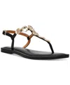 Dv Dolce Vita Women's Jaime Embellished Jewelry T-strap Flat Sandals In Black
