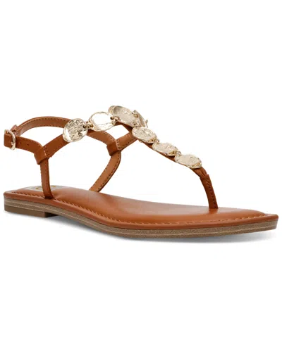 Dv Dolce Vita Women's Jaime Embellished Jewelry T-strap Flat Sandals In Tan