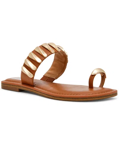 Dv Dolce Vita Women's Jayson Jewelry Embellished Thong Toe Ring Flat Sandals In Brown