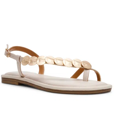 Dv Dolce Vita Women's Jetsy Embellished Jewelry Thong Asymmetrical Flat Sandals In Neutral