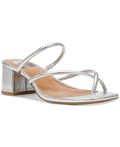 Dv Dolce Vita Women's Lumena Strappy Slide Block-heel Sandals In Silver Metallic