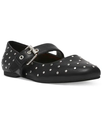 Dv Dolce Vita Women's Mellie Buckle Strap Studded Mary Jane Flats In Black Metal Stud