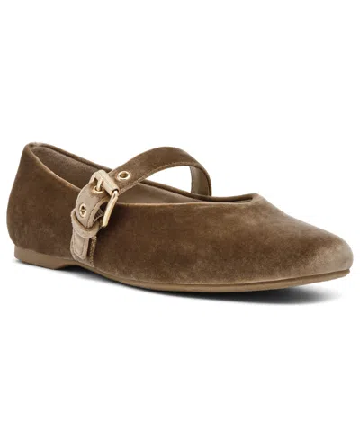 Dv Dolce Vita Women's Mulaney Buckle Mary Jane Flats In Mushroom Velvet