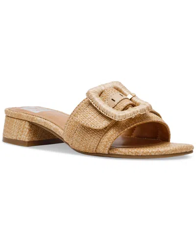 Dv Dolce Vita Women's Nayte Block-heel Buckle Slide Sandals In Raffia