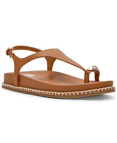 Dv Dolce Vita Women's Pacey Round Toe Ring Footbed Flat Sandals In Brown