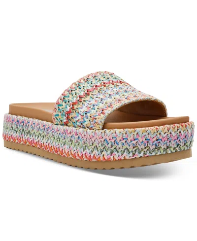 Dv Dolce Vita Women's Scottie Raffia Flatform Sandals In Rainbow Raffia