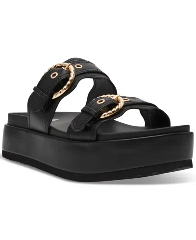 Dv Dolce Vita Women's Serpent Double Band Footbed Sandals In Black Smooth