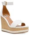 Dv Dolce Vita Women's Tammara Ankle-strap Platform Whipstitch Wedge Sandals In White