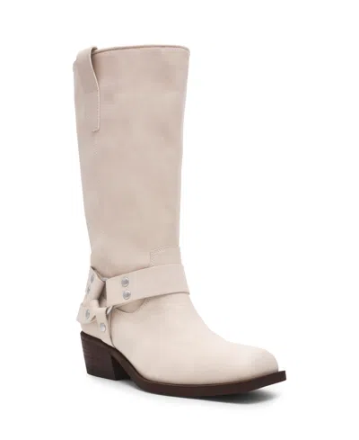 Dv Dolce Vita Women's Tanzy Wide Calf Tall Harness Moto Boots In White